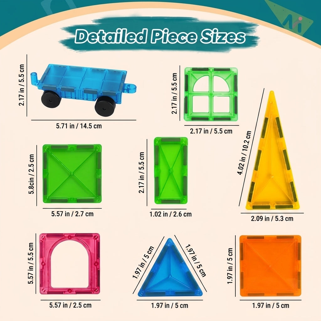 Magnetic Building Blocks Set for Kids — 38 Piece STEM Tiles | Creative Architecture Toy Ages 3+