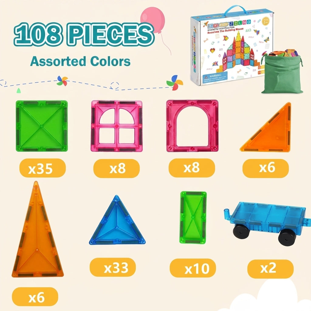 Magnetic Building Blocks Set for Kids  — 38 Piece STEM Tiles | Creative  Architecture Toy Ages 3+