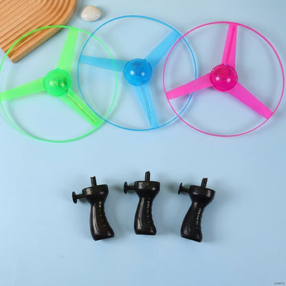 LED Flying Disc Toy for Kids —  Light Up Pull String UFO Spinner  | Outdoor Fun Gift