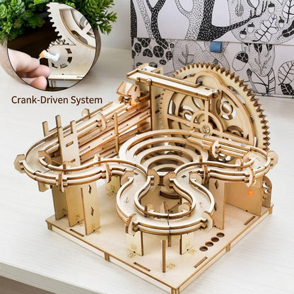 3D Wooden Marble Run Puzzle —  DIY Mechanical Model Building Kit  | STEM Toy for Kids & Adults