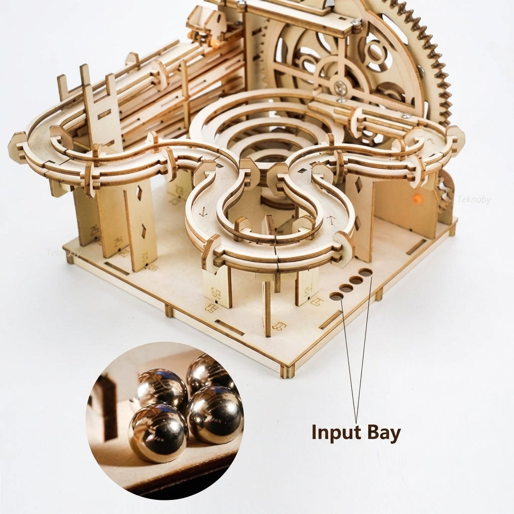 3D Wooden Marble Run Puzzle —  DIY Mechanical Model Building Kit  | STEM Toy for Kids & Adults