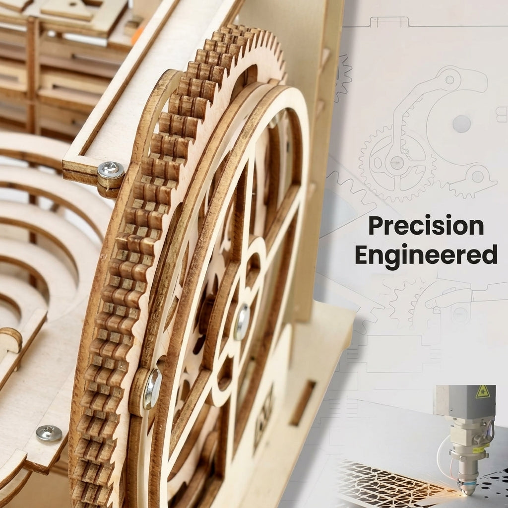 3D Wooden Marble Run Puzzle —  DIY Mechanical Model Building Kit  | STEM Toy for Kids & Adults