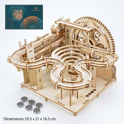 3D Wooden Marble Run Puzzle —  DIY Mechanical Model Building Kit  | STEM Toy for Kids & Adults