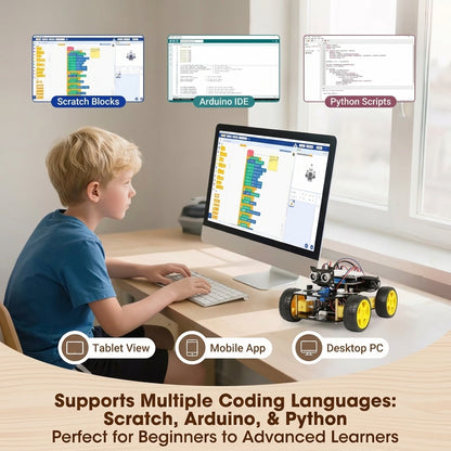 Smart Robot Car Kit for Kids —  Arduino & Scratch Compatible  STEM Coding Robotics Kit with  App Control