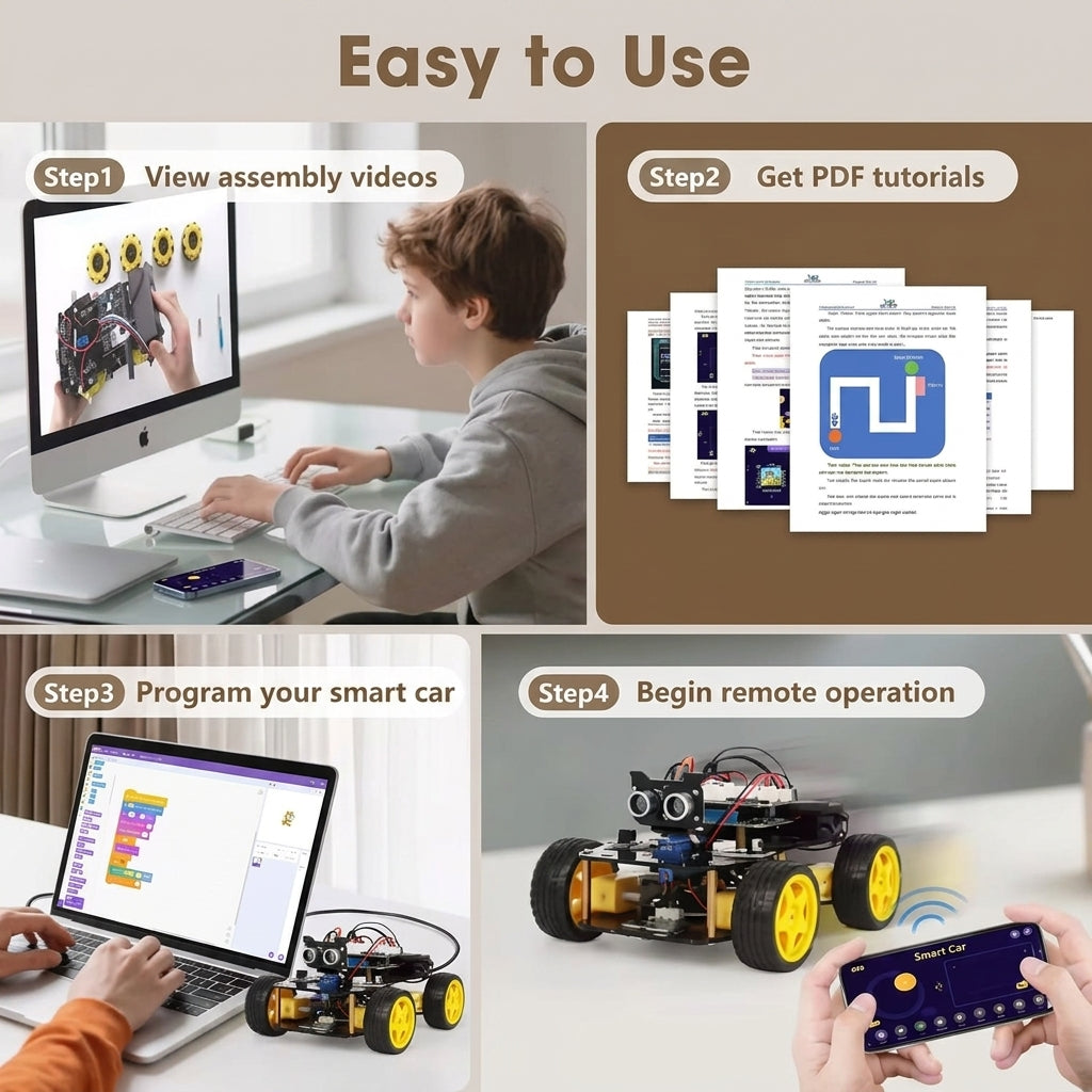 Smart Robot Car Kit for Kids —  Arduino & Scratch Compatible  STEM Coding Robotics Kit with  App Control