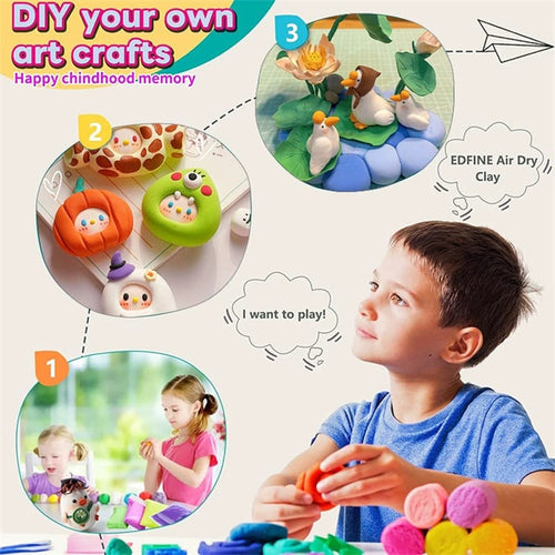Air Dry Clay Kit for Kids – 24 Colors Ultra Light Modeling Clay