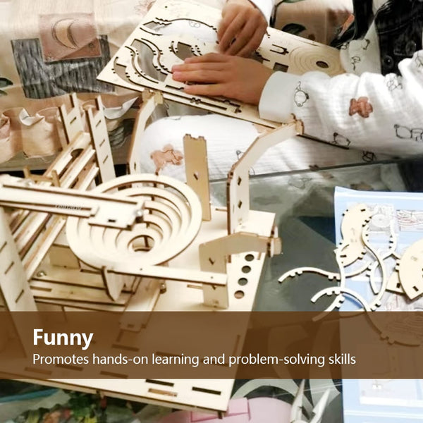 Wooden 3D Marble Run Kit – DIY Mechanical Puzzle Construction Set