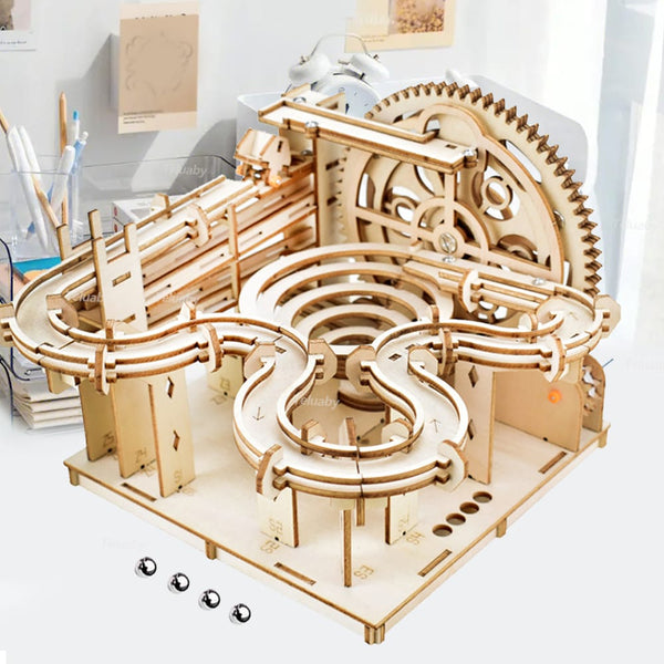 Wooden 3D Marble Run Kit – DIY Mechanical Puzzle Construction Set