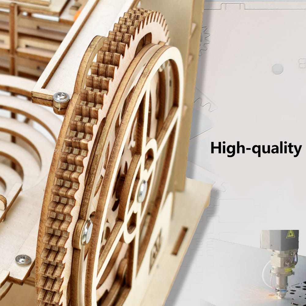 Wooden 3D Marble Run Kit – DIY Mechanical Puzzle Construction Set