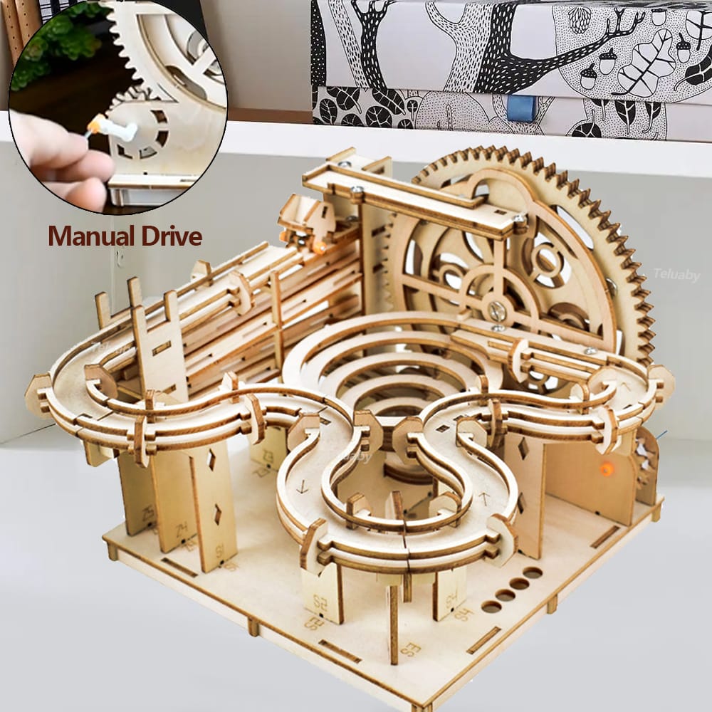Wooden 3D Marble Run Kit – DIY Mechanical Puzzle Construction Set
