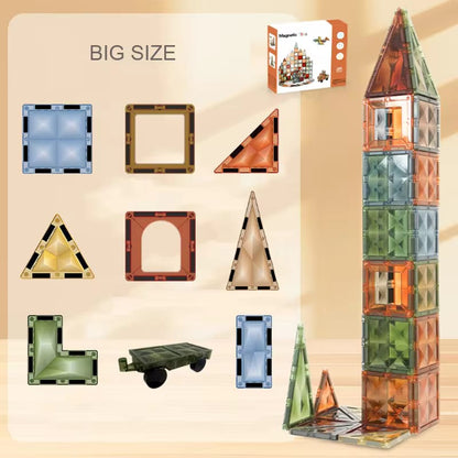 Magnetic Building Tiles Set – 122 PCS 4D STEM Blocks for Kids Toddlers
