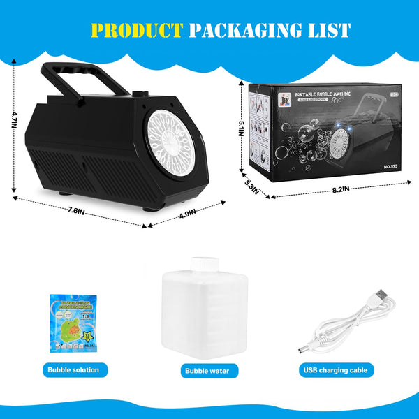 Automatic Bubble Machine for Kids – USB & Battery Powered LED Bubble Blower