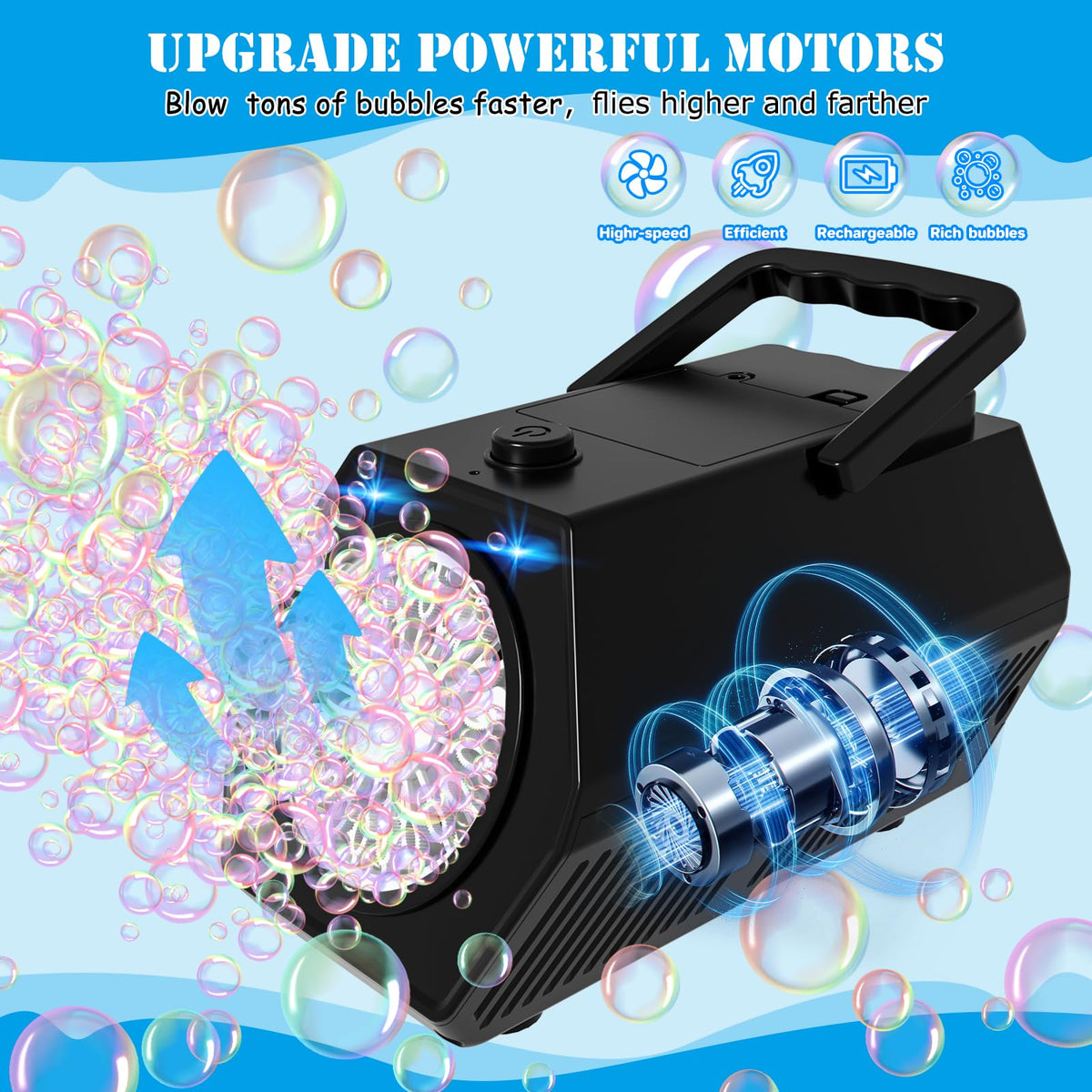 Automatic Bubble Machine for Kids – USB & Battery Powered LED Bubble Blower