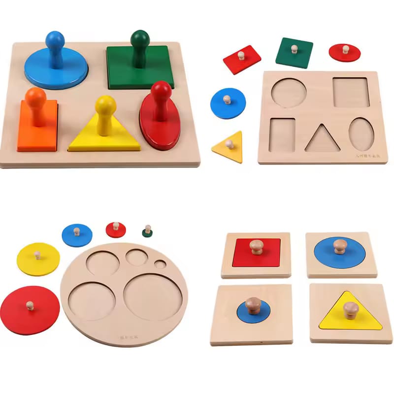 Wooden Montessori Shape Sorter – Toddler Peg Puzzle Learning Toy Ages 1-3