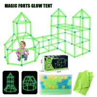 Glow in the Dark Fort Building Kit – 100 PCS Magic Tent Construction Set for Kids