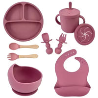 Baby Silicone Feeding Set – Suction Bowl, Bib, Spoon & Cup Toddler Dinnerware