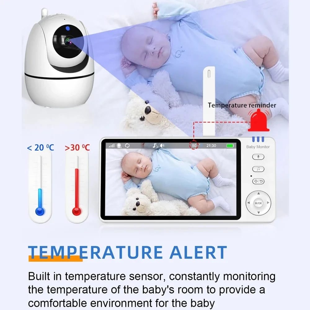 Video Baby Monitor – 360° Pan Tilt Camera Night Vision & Two-Way Talk