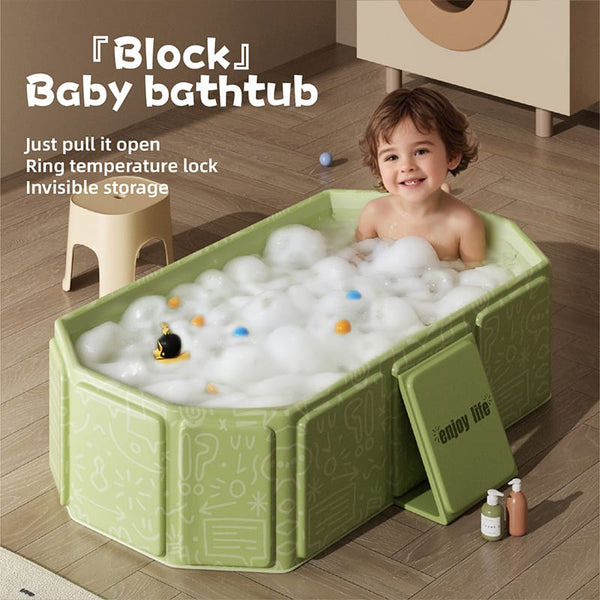 Foldable Baby Bathtub – Large Collapsible Infant Tub with Temperature Sensor