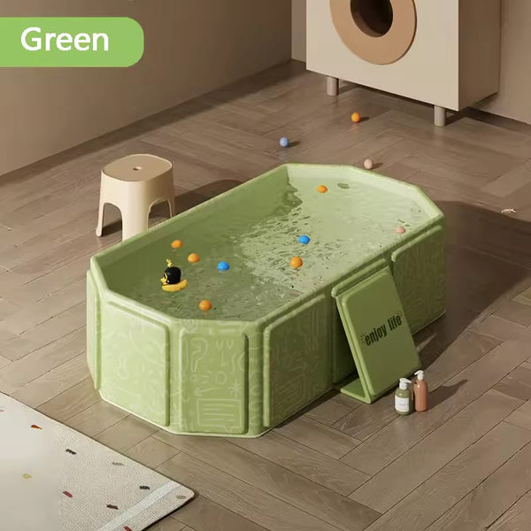 Foldable Baby Bathtub – Large Collapsible Infant Tub with Temperature Sensor