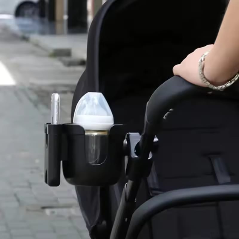 Stroller Cup Holder with Phone Holder – Universal Baby Pram Bottle Organizer