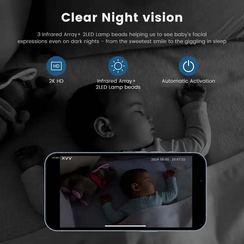 Baby Monitor with 2K HD Camera – Night Vision WiFi Video Monitor with App