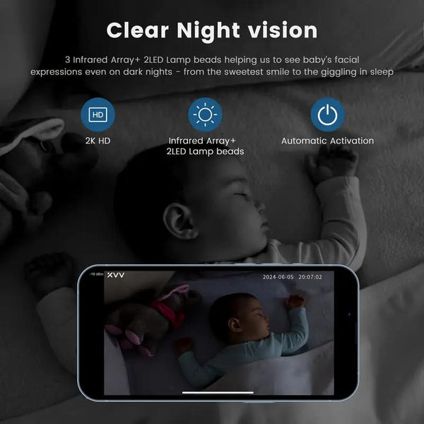 Baby Monitor with 2K HD Camera – Night Vision WiFi Video Monitor with App
